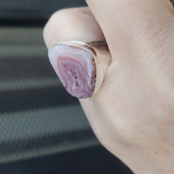 New Men's Solar Quartz Agate 925 Silver Ring. - Picture 12 of 16